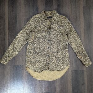 Zarawoman S leopard print button down shirt